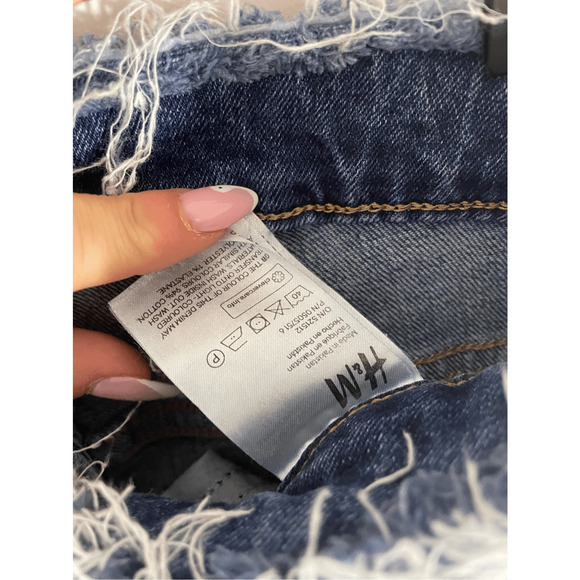 H & M Distressed Raw Hem High Rise Streetwear Comfy Indie Skinny Jeans SZ 28 - Picture 8 of 9